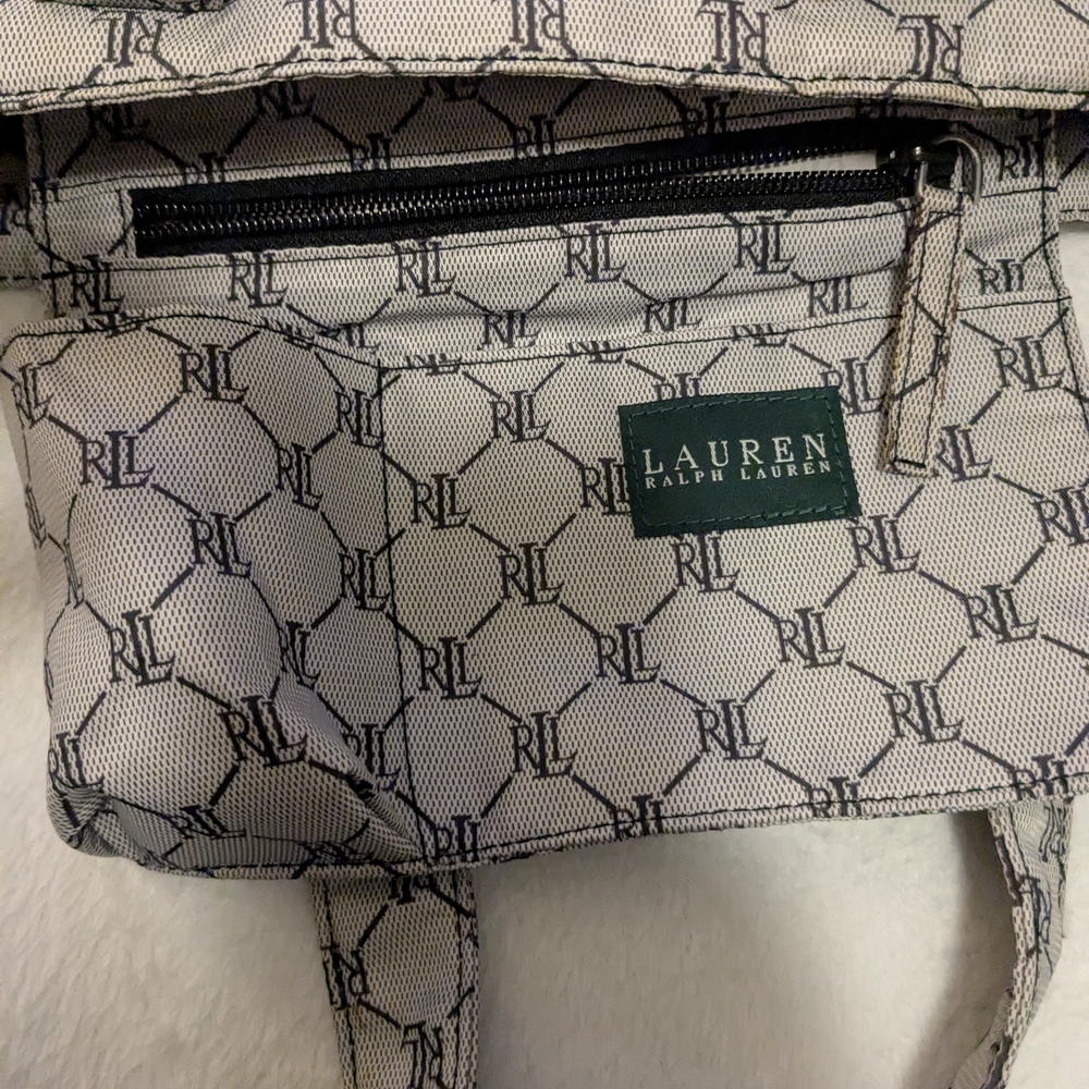$PRICE DROP$-Ralph Lauren Gray Geometric Tote Bag - Picture 4 of 8